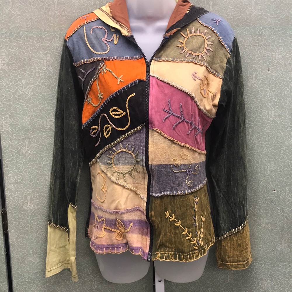 Avatar multicolor detailed stitched lightweight jacket